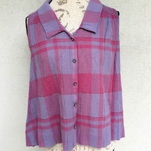 Anthropologie Holding Horses Plaid Swing Top